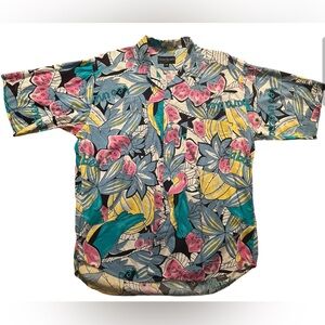 Classic Vintage Harry Rosen floral button down shirt size large L